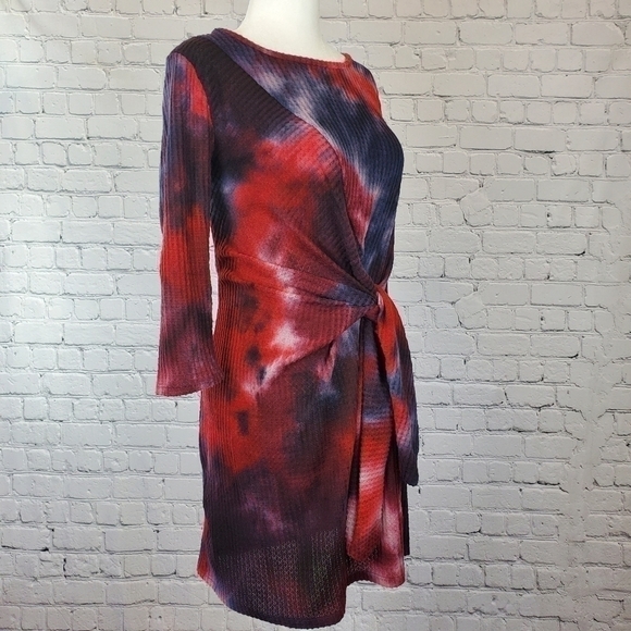 BAILEY Blue Tie Dye Printed Knot Front Dress sz. M - Picture 7 of 9